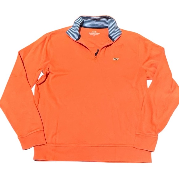 Vineyard Vines Men’s Orange Coral Blue Small 1/4 Zip Pullover Long Sleeve Golf - Picture 5 of 8